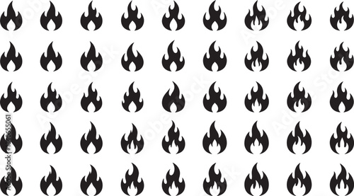 Black flame icons arranged in rows on white background