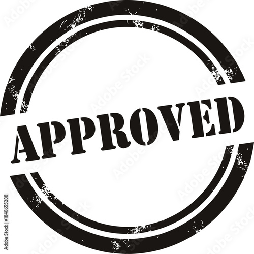 Approved Round Stamp Vector Badge With Grunge Texture