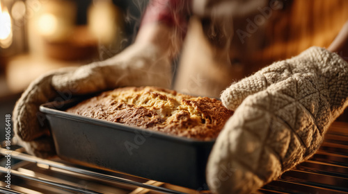 Hot and steaming  sponge cake fresh out of the oven