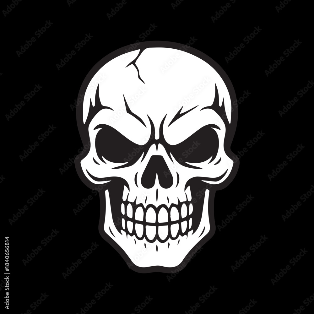 Fototapeta premium Vector skull on black background