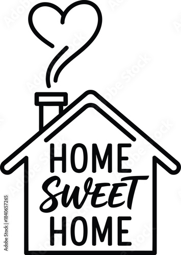 Home Sweet Home Simple Vector Icon With Heart Detail