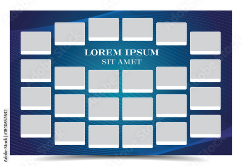 Photo frame collage layout on a blue modern background