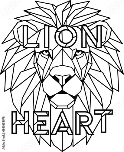 Lion Heart Vector Illustration With Geometric Animal Head