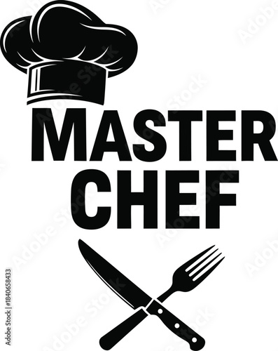 Master Chef Crossed Knives Vector Badge For Cooking Aprons