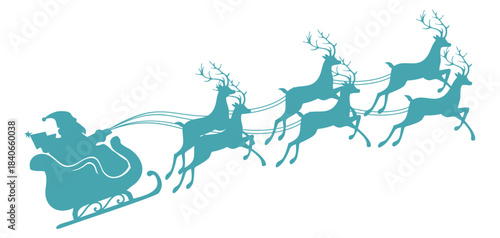 silhouette of a santa claus sleigh on white background