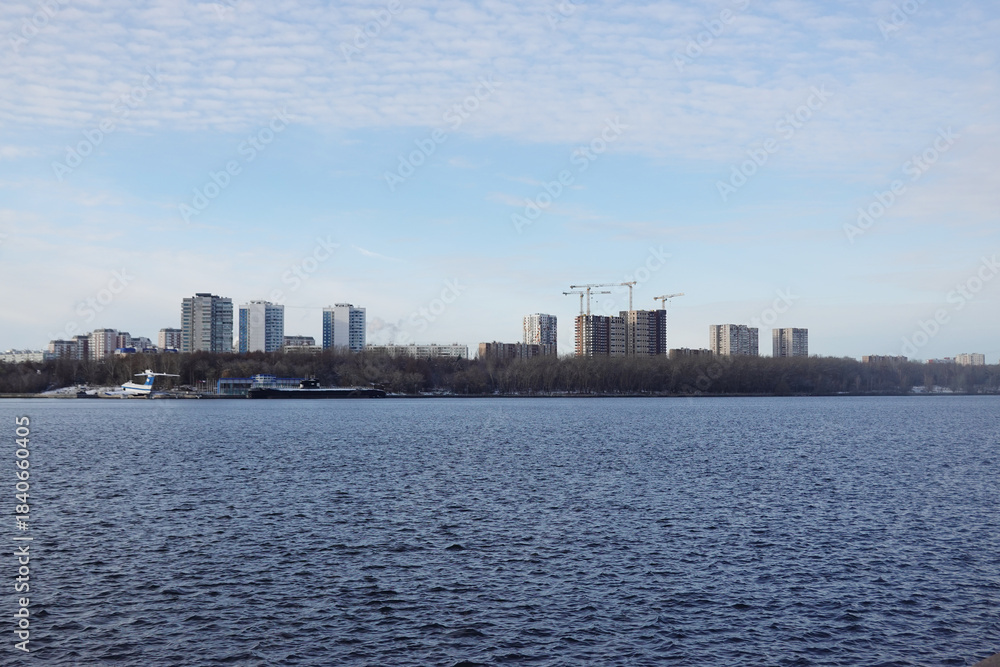 Fototapeta premium The panorama of a waterfront in northern part of Moscow, Russia
