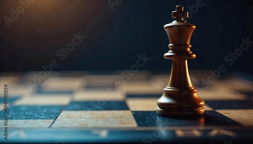 A chessboard with one piece dramatically positioned, signifying a decisive strategic maneuver The game is nearly over, victory is imminent , king, triumph