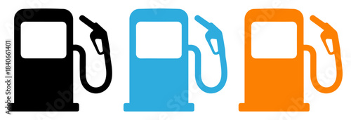 colorful gas pump nozzle icon set