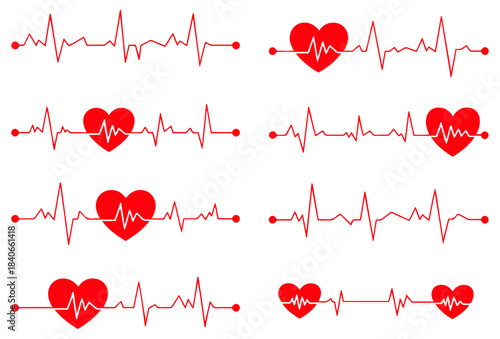 hospital heart rate monitor icon set