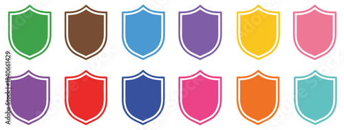 Fotografie colorful security shield badge icon set