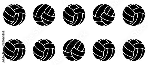 volleyball silhouette set in black white