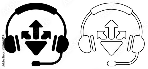 headphone icon with up and down arrows