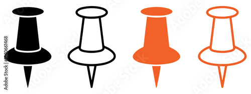 black white orange push pins vector