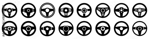 car steering wheel icons set vector