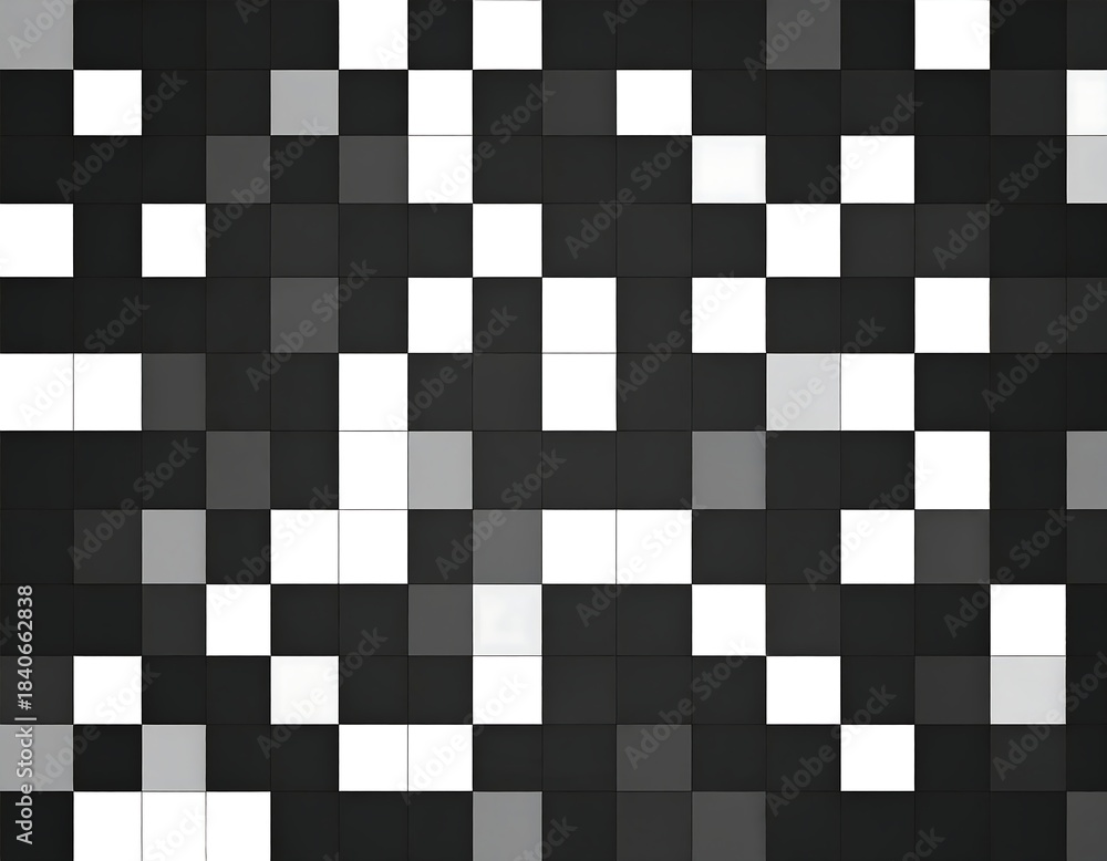 Fototapeta premium Abstract grayscale pixelated grid pattern