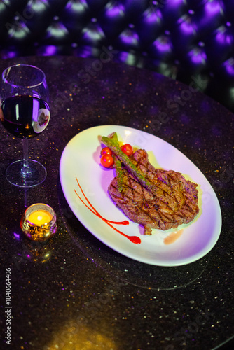 Dinner on table at restaurant