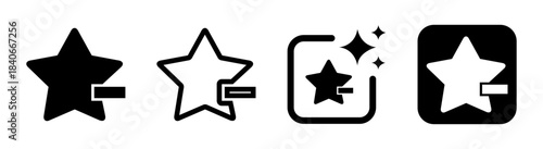 Minus star icon representing negative feedback in black vector illustration on transparent background