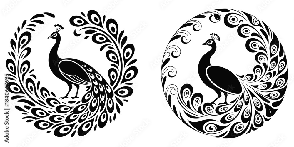 Fototapeta premium Abstract floral ornament pattern vector illustration for tattoo design