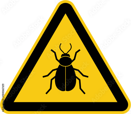 Insect hazard warning sign illustration, safety awareness symbol, pest risk concept