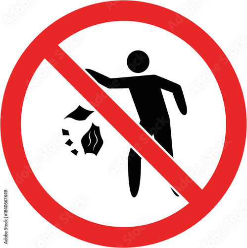 No littering sign illustration, environmental protection symbol, public space awareness concept
