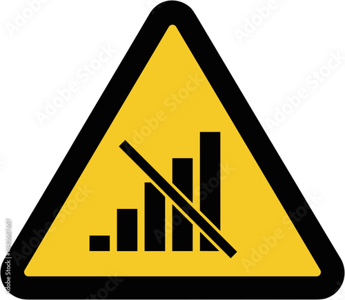No signal warning sign illustration, communication failure symbol, digital connectivity concept