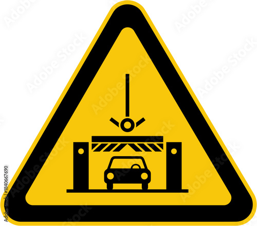 Dangerous barrier warning sign illustration, vehicle entrance symbol, safety awareness concept