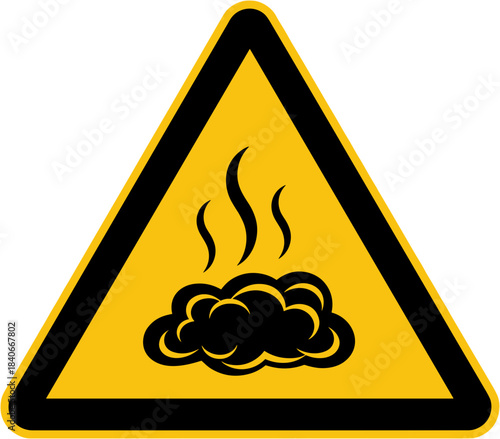 Hot steam hazard warning sign illustration, safety awareness symbol, thermal risk concept