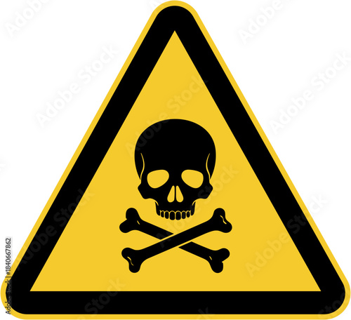 Toxic hazard warning sign illustration, safety awareness symbol, chemical risk concept
