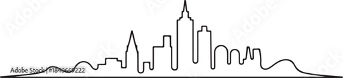 Continuous Line Art Skyline Built Entirely from Downward Curves in Minimal Contour Outline Style