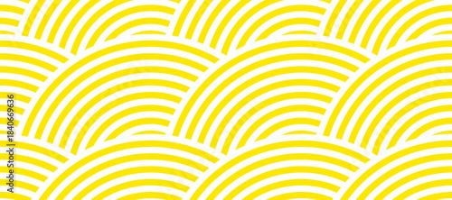 A yellow seamless background featuring pasta and wavy spaghetti lines. This abstract geometric pasta pattern in vector format is perfect for Italian cuisine, noodle wallpapers, culinary posters, resta