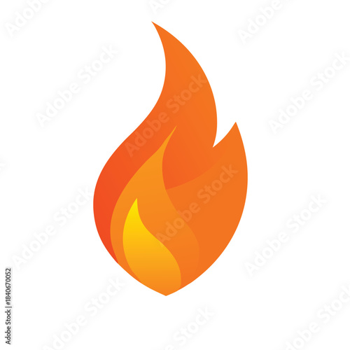 Fire flame icon vector isolated on white background minimalist design