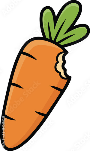 Bitten Carrot with Green Stem