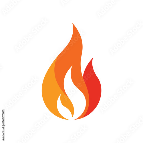 Fire flame icon vector isolated on white background minimalist design
