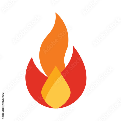 Fire flame icon vector isolated on white background minimalist design