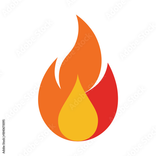 Fire flame icon vector isolated on white background minimalist design