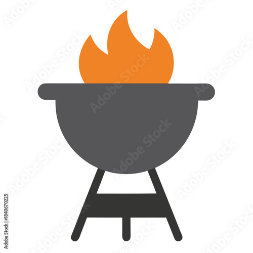 Grill barbecue fire icon full color flat vector minimalist design