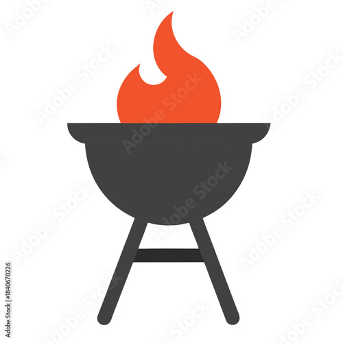 Grill barbecue fire icon full color flat vector minimalist design