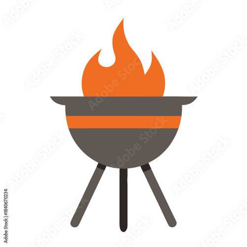 Grill barbecue fire icon full color flat vector minimalist design