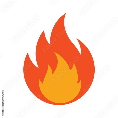 Fire flame icon vector isolated on white background minimalist design