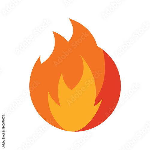 Fire flame icon vector isolated on white background minimalist design