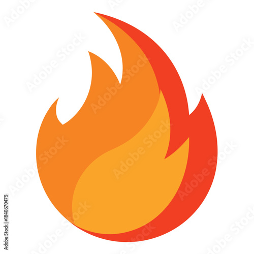 Fire flame icon vector isolated on white background minimalist design
