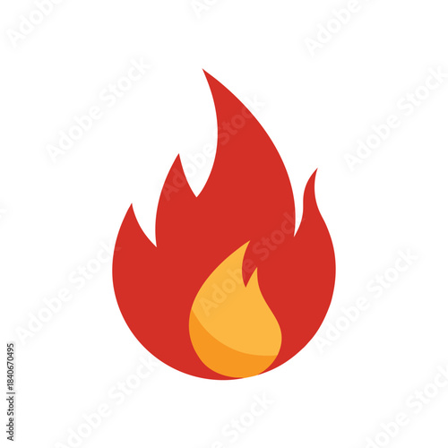 Fire flame icon vector isolated on white background minimalist design