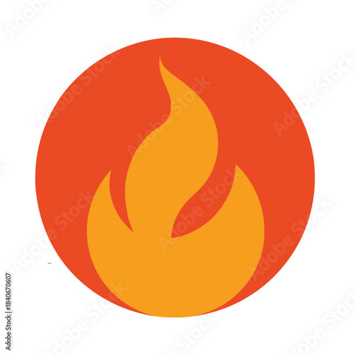 Fire ball icon sphere full color flat vector minimalist design