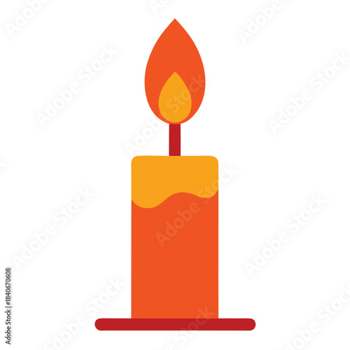 Candle flame icon wax fire full color flat vector minimalist design