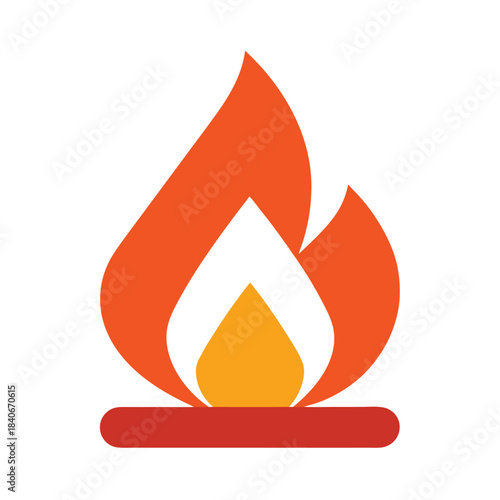 Campfire icon outdoor fire wood full color flat vector minimalist design