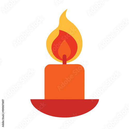 Candle flame icon wax fire full color flat vector minimalist design