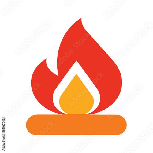 Campfire icon outdoor fire wood full color flat vector minimalist design