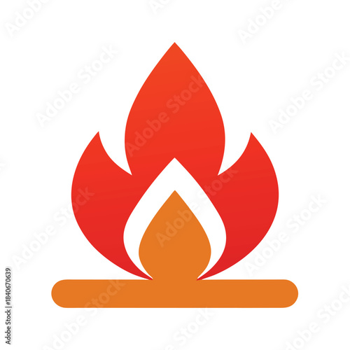 Campfire icon outdoor fire wood full color flat vector minimalist design