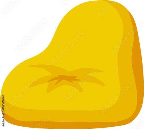 Bean bag chair, colorful yellow soft bean bag furniture for comfortable seating. Cozy bag chair for modern interior and leisure space.