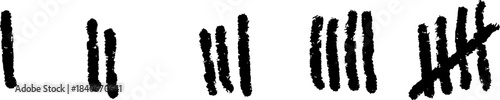 Tally marks set, collection of hand drawn counting lines for score keeping and tracking progress. Bold tally marks set for visual representation of numbers.